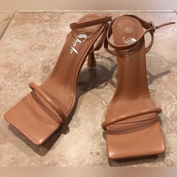 SHEIN Square Toe Tan/Nude Strappy Stiletto Heels - Size 6 - Picture 7 of 13